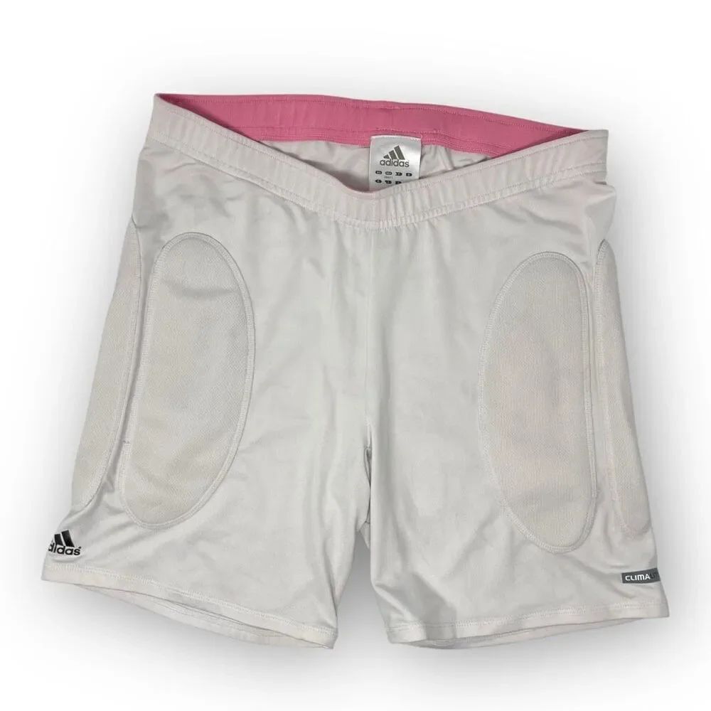 Adidas ClimaLite White Pink Compression Slider Shorts Women’s Size Large Stains